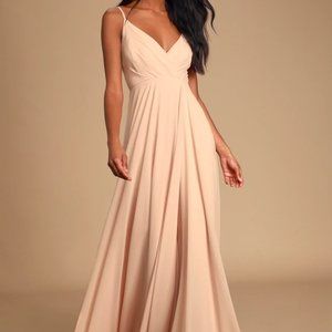 Lulu's Maxi Blush Light Pink Dress Bridesmaid Long